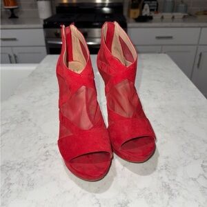 Mix No. 6 Red Mesh Peep-Toe Heels